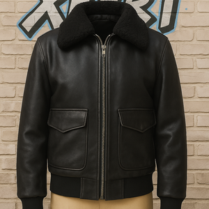 Veste en cuir d'aviateur B2Bomber pour homme, veste de moto personnalisée, pilote vintage, mode d'hiver, vêtements d'extérieur, col en fourrure véritable, cuir tanné - Product Image 2