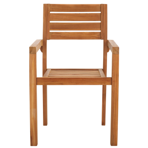 Chaise de salle à manger d'extérieur à cadre en bois de teck simple avec corde et dossier tissés - Product Image 2