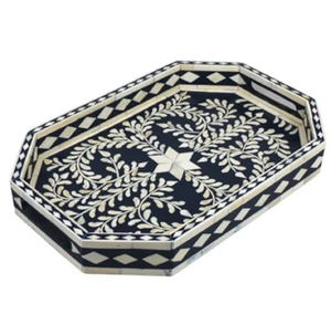 Plateau design boîte antique artisanale plateau multi-usage en incrustation d'os pour servir l'affichage et le stockage élégant fabriqué à la main en Inde - Product Image 3