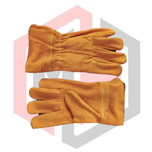 Gants de pompier en cuir marron chauffants, résistants au feu, résistants aux déchirures, texture grainée, sans silicone, sans poudre, 14 pouces - Product Image 6