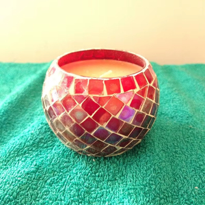 Bougie artisanale en mosaïque de verre, porte-bougie, bougeoir, décoration de la maison, fête de Noël, mariage - Product Image 1