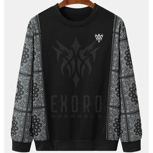 Sweat-shirts surdimensionnés en coton mélangé coupe-vent avec logo personnalisé, séchage rapide, pour homme, hiver, couleur unie - Product Image 1