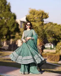 Indischer und pakistanischer Stil schwere Stickereiarbeit Salwar Kameezanzug Damen Anzug Anarkali Kleider Hochzeitskleid und Kurtis