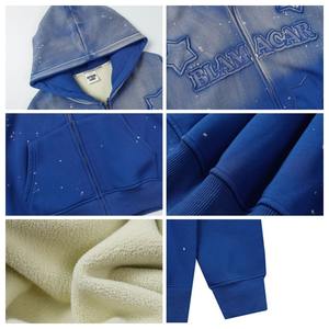 Vente en gros Streetwear avec patch de broderie en coton unisexe surdimensionné délavé à l'acide personnalisé sweats à capuche zippés pour hommes - Product Image 3