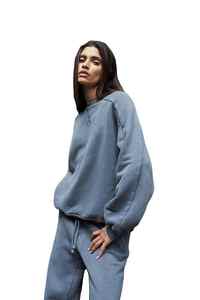 Sweat-shirt bleu surdimensionné pour femme Long Crew Classic Seam Detail Casual Solid Pattern Workout Hoodie Front Lined pour l'automne - Product Image 2