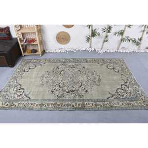 Alfombra Turca Vintage Grande de 5x8.4 pies, Alfombra Floral Beige y Azul - Product Image 2