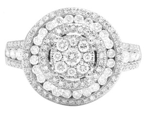 Round Cut Moissanite Cluster Studded Rhodium Plated Engagement Wedding <b>Ring</b> for Women in Unique <b>Iced</b> Out Sterling Silver Jewelry - Product Image 6