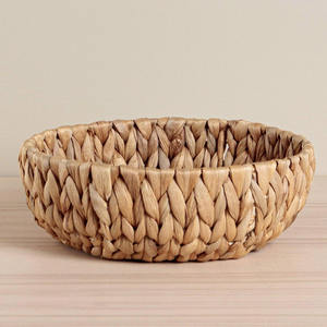 Panier peu profond décoratif en gros, paniers tissés en jacinthe d'eau, bol artisanal en forme de récipient - Product Image 5