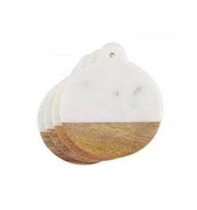 Sous-verres en bois naturel et pierre de marbre pour les maisons élégantes, les cuisines, les restaurants et la vaisselle Artisanat de luxe à bas quantité minimale de commande - Product Image 1