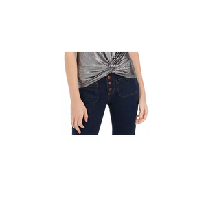 Top Sportivo Love Fire per Ragazze Junior, Argento Metallizzato con Dettaglio Intrecciato Frontale, Taglia Piccola, Traspirante, in Spandex Stampato per Fitness - Product Image 3