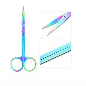 Ciseaux à cuticules incurvés, tranchants, multicolores, en acier inoxydable, pour une coupe précise, manucure et pédicure. - Product Image 1