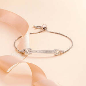 Pulsera Zarkan de Plata 925 con Oro Blanco/Rosa de 18K, Diamantes, Perlas y Rubíes, Diseño Floral con Flechas, Estilo Religioso - Product Image 1