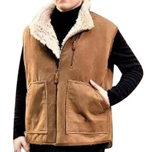 Gilet bomber en peau de mouton pour homme, élégant gilet en cuir d'aviateur RAF - Product Image 1