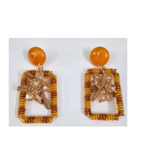 Boucles d'oreilles pendantes bohèmes multicolores faites à la main, avec des glands en tissu, bijoux tendance - Product Image 5