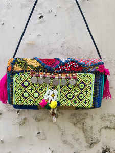 New Vintage Multi Color Cotton Fabric Boho Hippie Tassel Banjara <b>Bags</b> Tribal Indian Embroidery <b>Patchwork</b> Sea Shell Work Handbags - Product Image 2