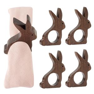 Bunny <b>Walnut</b> Napkin Ring 4 Vintage Rabbit Napkin Ring for <b>Table</b> Decoration for Wedding Valentine Banquet Christmas Holiday - Product Image 5