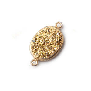 11x11MM Titanium Gold Druzy <b>Bracelet</b> Connector Charm 925 Sterling Silver Bezel Handmade Gemstone Connector for Jewelry <b>Making</b> - Product Image 1