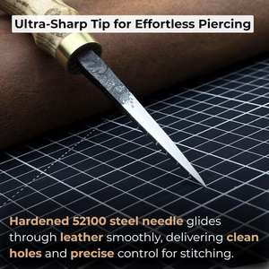 เข็มเย็บหนังปลายแหลมหลอมจากเหล็กคาร์บอนชุบแข็งเครื่องมือเย็บแบบด้ามหนัง - Product Image 5