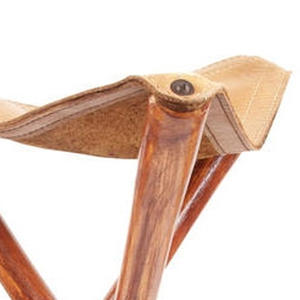 Tabouret de luxe pour la chasse, la pêche, le camping et les activités de plein air, tabouret trépied en bois avec siège en cuir - Product Image 4