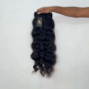 Extensions de cheveux ondulés indiens vierges bruts, tissages de cheveux raides et bouclés, cheveux humains bruts cambodgiens, mèches de cheveux bouclés bruts - Product Image 1