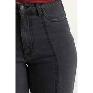 Jeans Negros Casuales 224-221-016, Cintura Media, Corte Ajustado, Lavado Oscuro, Decorados con Cierres, Estilo Overol, Talla XL - Product Image 2