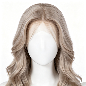 Parrucca in Capelli Umani Grigio-<span class=keywords><strong>Oro</strong></span> con Riccioli Francesi Lunghi, Frontale in Pizzo 13*4, con Partizione Centrale - Product Image 6