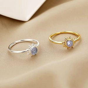 Bague soleil rutile noir plaqué or en argent sterling fait à la main bague rutile noir lumière bijoux de luxe pierre de naissance fournisseurs de bijoux - Product Image 3