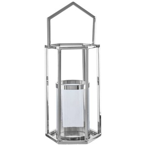 Linterna rústica duradera de acero inoxidable con ventanas de vidrio, perfecta para iluminación exterior durante bodas, fiestas y reuniones - Product Image 3