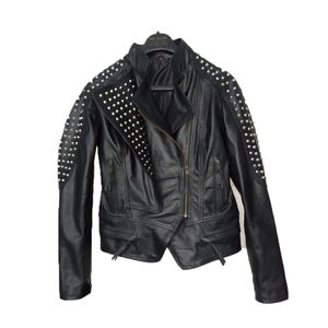 แจ็คเก็ตหนังแท้สไตล์เท่ห์สำหรับทุกเพศ ระบายอากาศได้ดี เป็นมิตรกับสิ่งแวดล้อม กันลม ติดกระดุม เหมาะสำหรับฤดูใบไม้ร่วงและฤดูหนาว ราคา OEM/ODM สำหรับผู้หญิง - Product Image 3