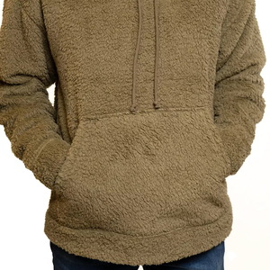 Heavyweight <b>Men's</b> <b>Sherpa</b> <b>Hoodie</b> Fashionable Pullover Custom Puff Technique Winter Warmth Short Crop Length Woven <b>Fleece</b> ODM - Product Image 4