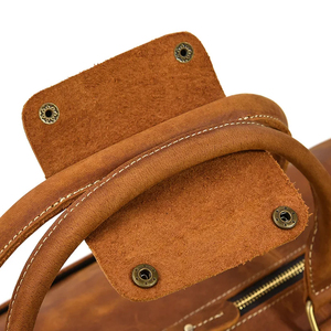 Sac de voyage week-end en cuir véritable avec fermeture éclair, durable, marron - Product Image 5