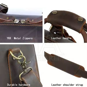 กระเป๋าทรงดัฟเฟิลหนังอเนกประสงค์ที่ออกแบบมาสำหรับยิมสำนักงานการเดินทางและธุรกิจที่มีหนังคุณภาพสูง - Product Image 6