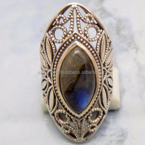 Bague de fiançailles et de mariage classique en argent sterling 925 avec pierre précieuse labradorite de haute qualité pour femme - Product Image 2