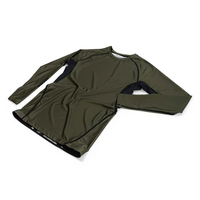 Rashguard de BJJ à manches longues Olive pour homme adulte, respirant, anti-UV, compression, polyester/nylon, séchage rapide, écologique, 220g