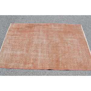 พรมลายสี่เหลี่ยมสีส้มทันสมัยผ้าขนสัตว์โพลีเอสเตอร์วิสคอสขนาด3.7x5.8ฟุตงานเย็บปะสไตล์ตุรกีมีแผ่นยางรองสำหรับโถงทางเดินที่อาศัยอยู่ - Product Image 3