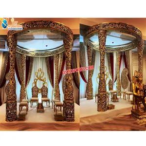 Mandap ชุดตกแต่ง Mandap งานแต่งงานของอินเดีย,ชุด Mandap สำหรับงานแต่งงานเสาไฟเบอร์สีทองออสเตรเลีย