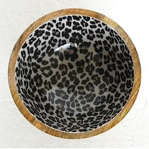 Tazón de madera con patrones florales modernos de venta al por mayor, tazón para servir ensalada esmaltado de madera de mango, diseño japonés impreso - Product Image 2