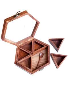 Caja de especias de madera natural, organizador decorativo para el hogar, Hotel y restaurante, cocina, lavavajillas, caja rústica hecha a mano Masala - Product Image 4