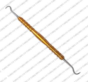 Escalador de mano dental de grado quirúrgico de alta calidad con mango de color dorado Escalador afilado de acero inoxidable de doble punta a buen precio - Product Image 4