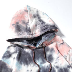 Custom Support Tie Dye Plus Size Knitted <b>Oversize</b> Mens Polyester/Cotton Terry <b>Hoodie</b> Regular Sleeves Plain Design - Product Image 6