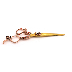 Ciseaux de coupe de cheveux professionnels en acier inoxydable finition cuivre doré ciseaux de coiffeur avec poignée de conception fantaisie pour une utilisation en beauté - Product Image 2