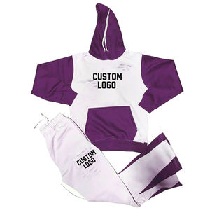 Custom Men Stacked Sweatsuit Custom Two Piece 100% <b>Cotton</b> French Terry <b>Raw</b> Hem Heavyweight Flared Sweatpants and Hoodie Set Men - Product Image 6