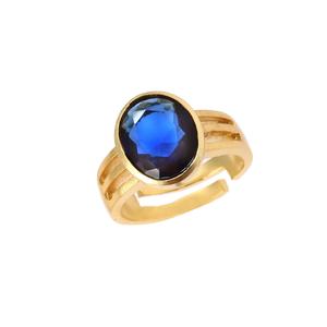 Bague fine ajustable pour femme en argent 925 avec faux saphir bleu - Product Image 1