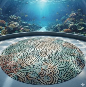 Alfombra de lana de Nueva Zelanda redonda personalizada hecha a mano de 300cm, pila alta y baja, estilo moderno, copetudo a mano - Product Image 4