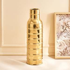 Elegant Handcrafted Brass Metal <b>Vase</b> Classic Vintage Tabletop Living Room Flower <b>Vase</b> Featuring Iron Brass Glass Aluminium - Product Image 1