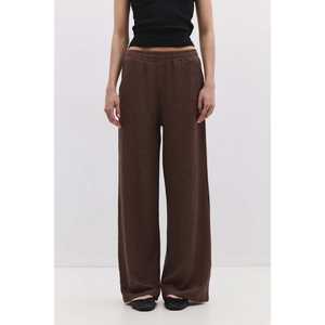 Pantalon décontracté texturé pour femme, respirant, tissé, taille haute, jambe large, fermeture élastique, taille XS, 100 % polyester, Mega Merchant - Product Image 4