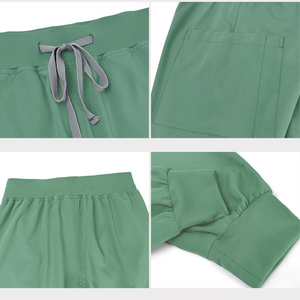 Scrubs chirurgicaux à col en V à manches courtes taille élastique réglable ensemble d'uniformes médicaux légers vêtements de travail à séchage rapide - Product Image 3