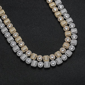 Hiphop sólido 925 plata esterlina \ oro Bling Iced Out VVS Moissanite Rock Square \ CADENA DE TENIS redonda para Mujeres Hombres joyería fina - Product Image 1