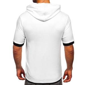Custom Design Solid Color Men <b>Short</b> <b>Sleeve</b> <b>Hoodie</b> T Shirt Pullover Men <b>Short</b> <b>Sleeve</b> Hooded Shirts - Product Image 2