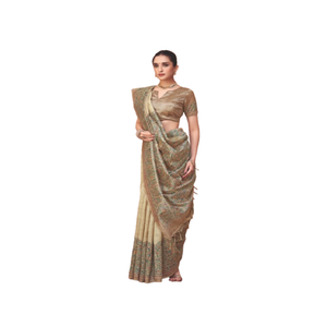Saree élégant en soie Tussar tissé à la main avec Pallu de créateur pour les mariages et les occasions festives - Product Image 3